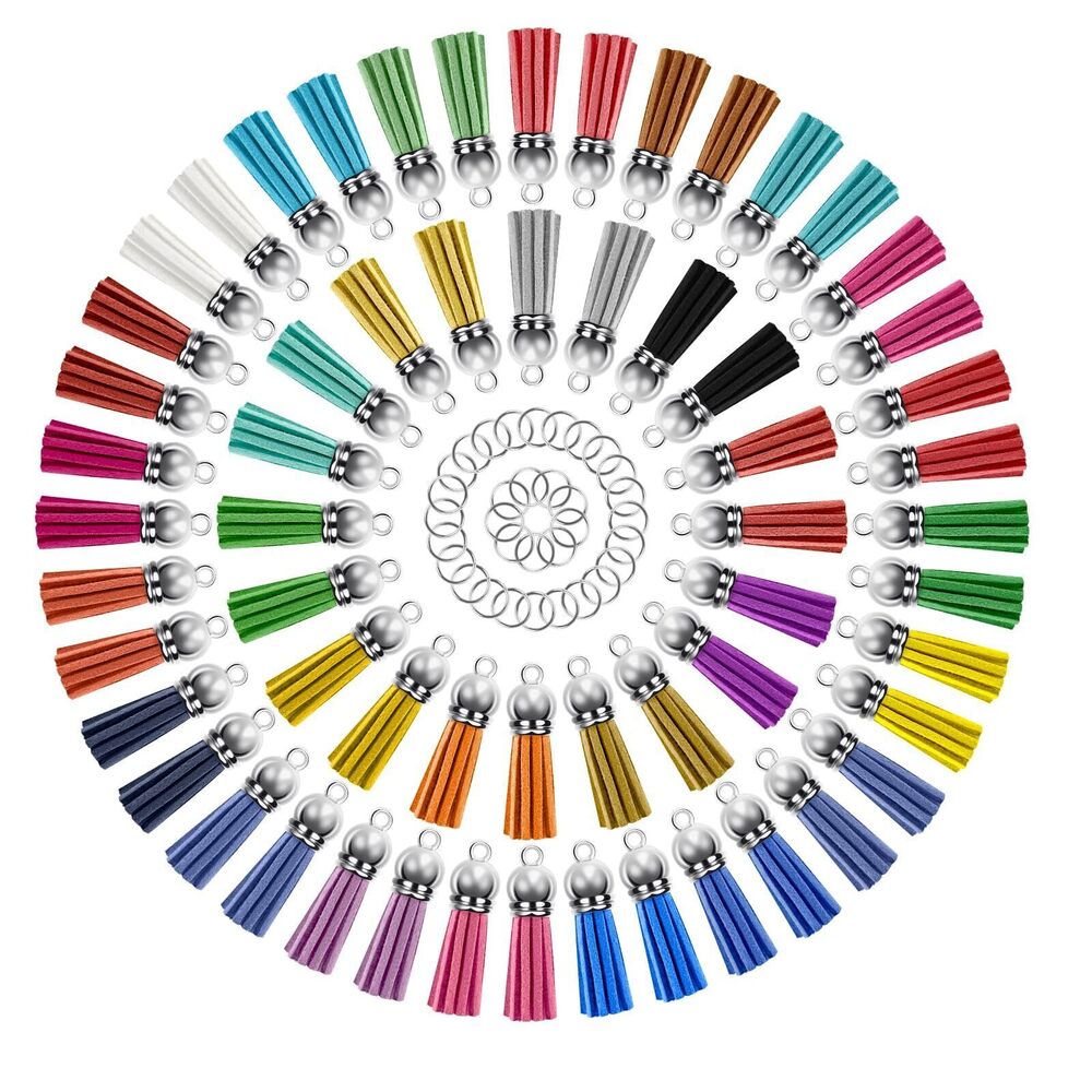 1649 Tassels for Jewelry Making 150 Pieces Multicolor Leather Tassels Bulk